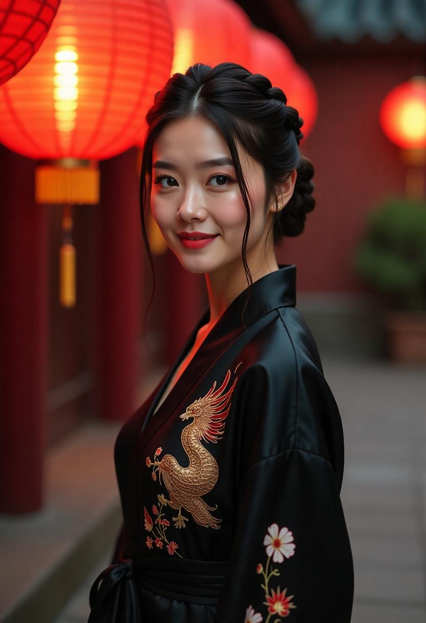 剧组在老街布置夜景拍摄现场